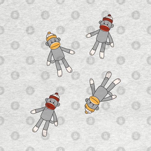 Sock Monkey Pattern On White Background by faiiryliite